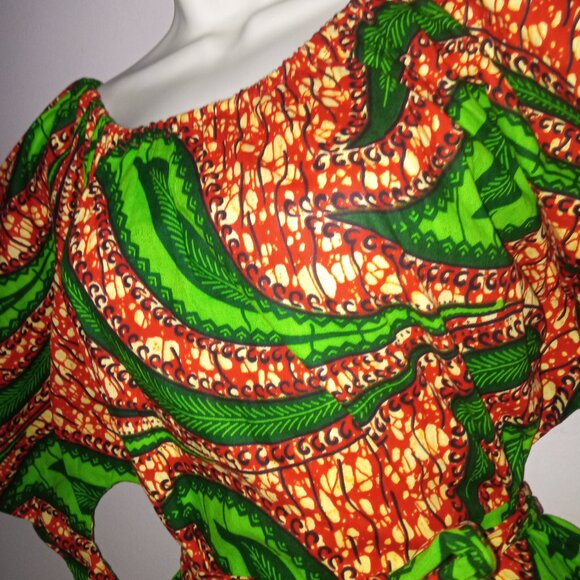 Ankara Print Shirt with belt, size fits XL - Picture 2 of 4